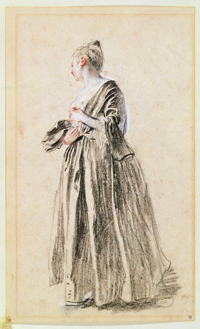 Stehende Frau von Jean Antoine Watteau